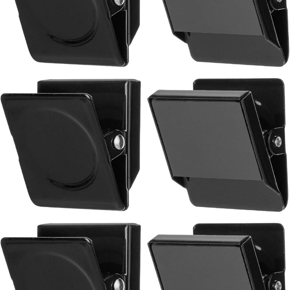 Magnetic Clips, 6 Pack, 1.2", Black Magnetic Metal Clips